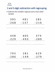 2 and 3 digit subtraction with regrouping