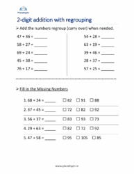 2 digit addition with regrouping