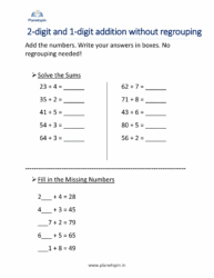 2 digit and 1 digit addition without regrouping
