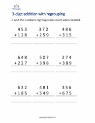 Adding 3 digit numbers with regrouping