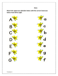 A to G: Match the uppercase alphabet letter bees with the correct lowercase letters bees