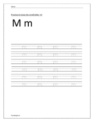 Practice to trace the small letter m in dotted lines