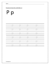 Practice to trace the small letter p in dotted lines