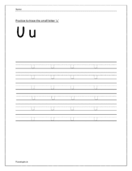 Practice to trace the small letter u in dotted lines