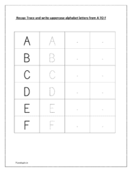 Recap of tracing capital alphabet letters from A to F