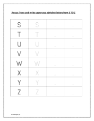 Trace and write capital alphabet letters from S to Z
