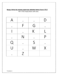 Missing letters A to Z worksheets : sheet 4 