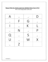 Fill in the Missing letters A to Z worksheet : sheet 4 