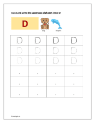 Trace and write uppercase letter D