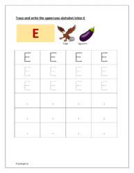 Trace and write uppercase letter E