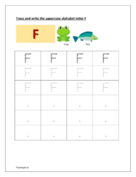 Trace and write uppercase letter F