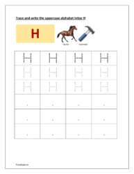 Trace and write uppercase letter H