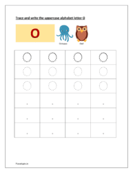 Trace and write uppercase letter O