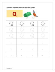 Trace and write uppercase letter Q