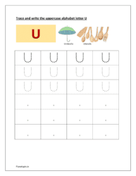 Trace and write uppercase letter U