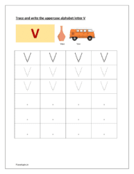 Trace and write uppercase letter V