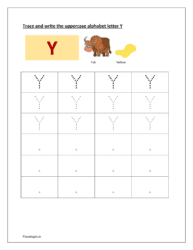 Trace and write uppercase letter Y