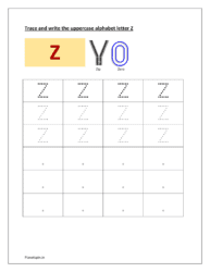 Trace and write uppercase letter Z
