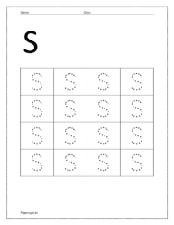 Trace uppercase letter S on dotted lines