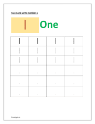 worksheet for tracing number: 1 