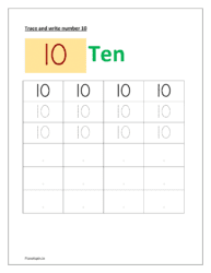 worksheet for tracing number: 10