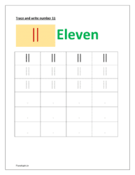 worksheets for tracing numbers: 11