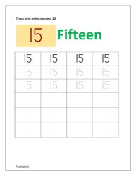 Tracing and writing number 15
