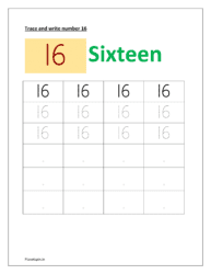 worksheet for tracing number 16