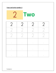 worksheet for tracing number: 2