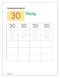 worksheets for tracing numbers: 30