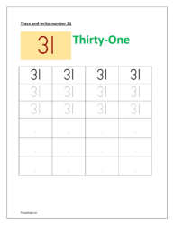 worksheet for tracing number: 31