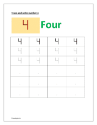 worksheets for tracing numbers: 4