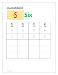 worksheet for tracing number: 6