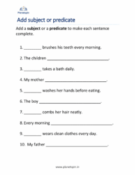 Subject and predicate worksheets