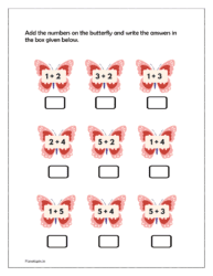 Add the numbers on the butterfly and write the answers in the box given below