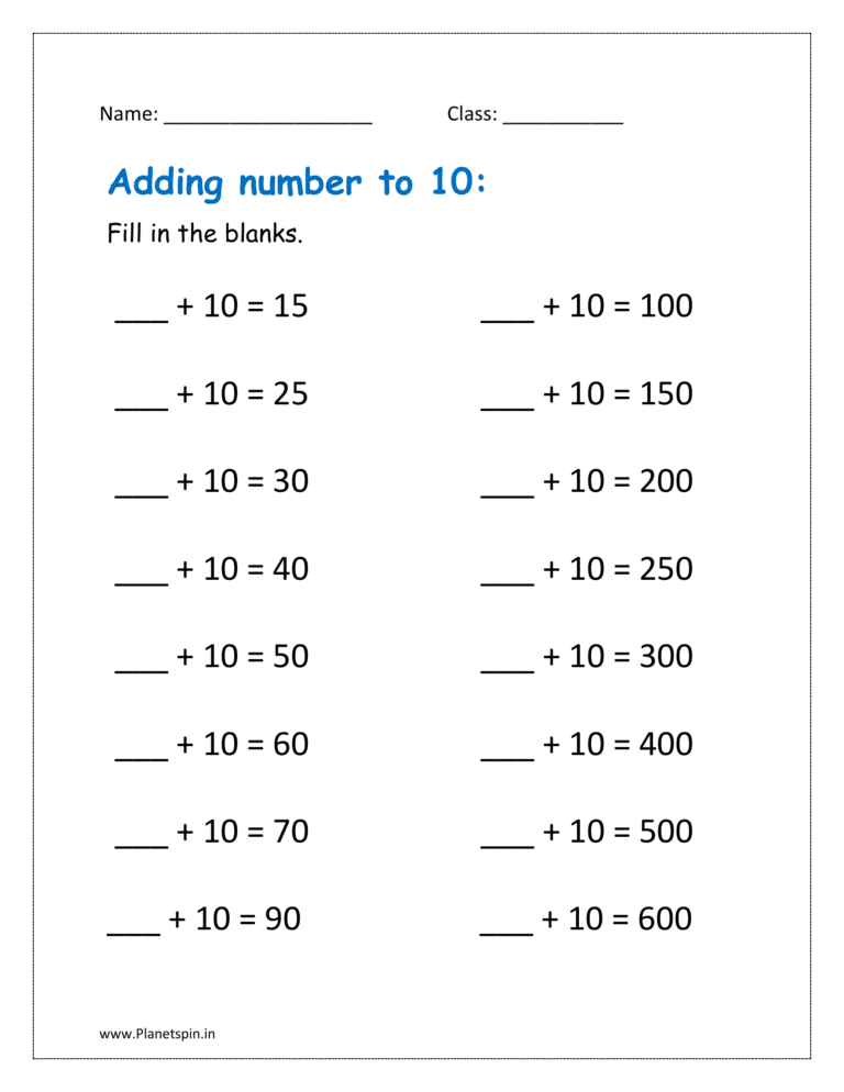 kindergarten addition to 10 worksheet | Planetspin.in