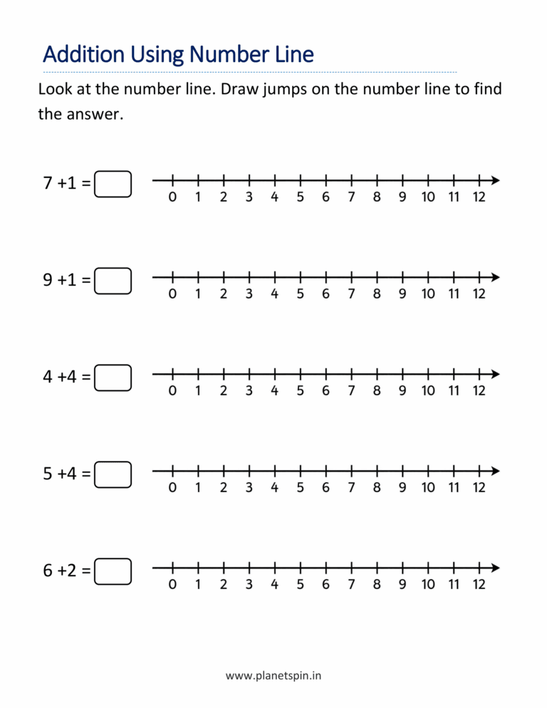 Number line addition worksheets | Planetspin.in