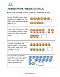 Addition word problems within 20
