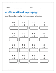 Solving addition worksheets without regrouping