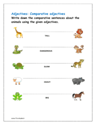 Write down the comparative sentences about the animals using the given adjectives