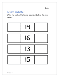 Before and after: Write the number that comes before and after the given number