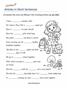 Choose the correct article to complete each sentence