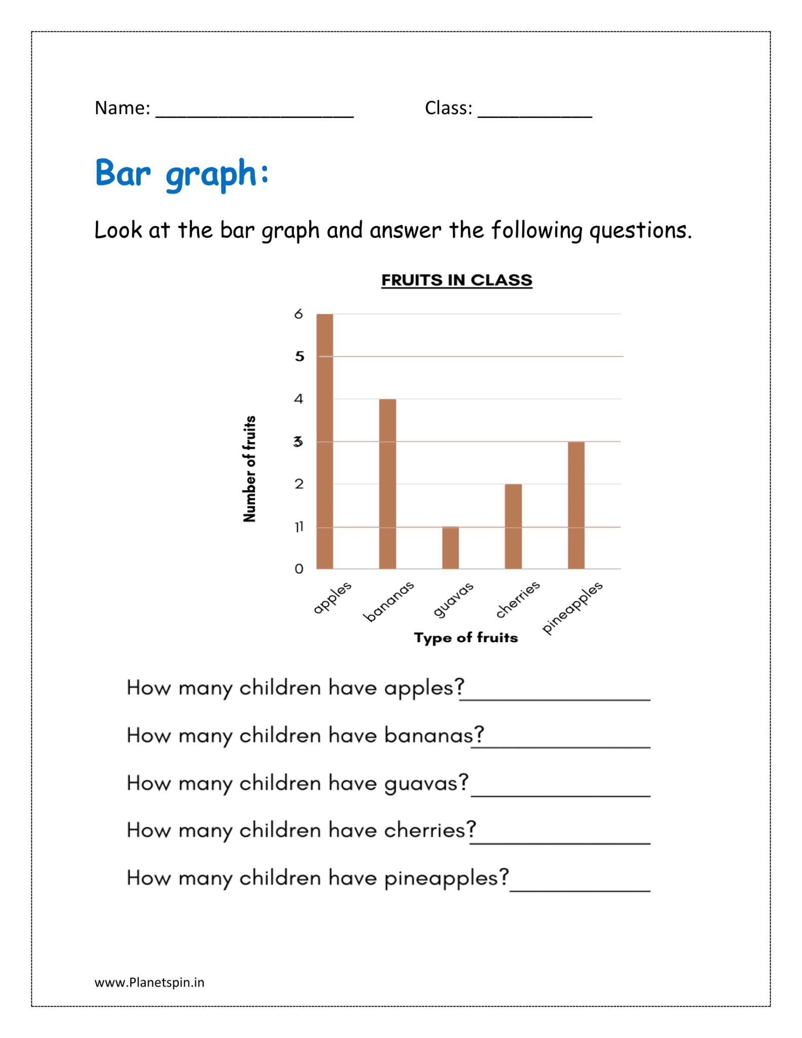 Pictograph worksheets for grade 1 | Planetspin.in