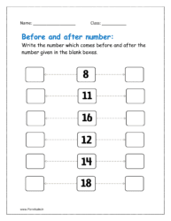 Before and after number worksheet