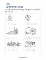 Gr Blends Words Worksheets for Kindergarten