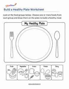 Healthy meal drawing worksheet