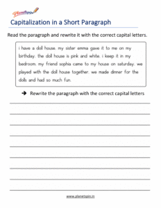 Rewrite a short paragraph using correct capital letters