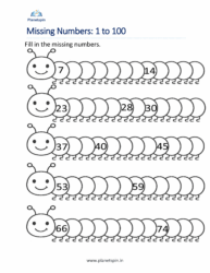 Missing numbers worksheets 1 to 100