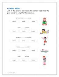 Look at the pictures and choose the correct verb from the given words to complete the sentences