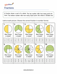 Simple fraction matching activity for Grade 1